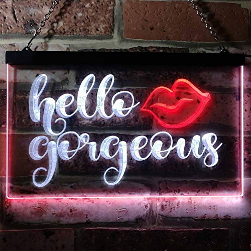 Lips Hello Gorgeous Dual LED Neon Light Sign